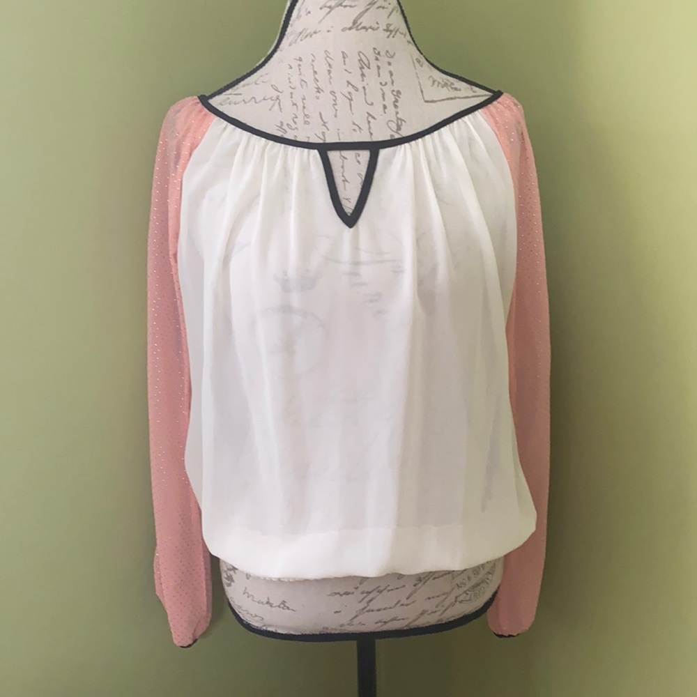 Aniina cream sheer blouse with open sleeve details